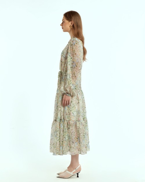 SIXDO Voile Flared Dress for Women